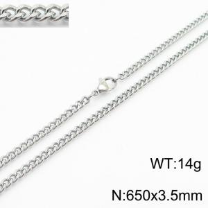 650x3.5mm Cuban Chain Silver Color Fashion Jewelry Stainless Steel Link Choker Necklaces - KN239408-Z