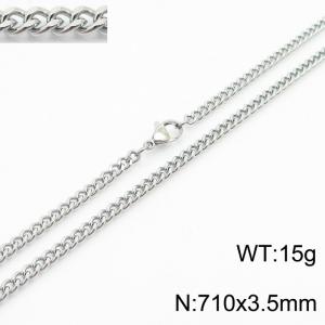 710x3.5mm Cuban Chain Silver Color Fashion Jewelry Stainless Steel Link Choker Necklaces - KN239409-Z