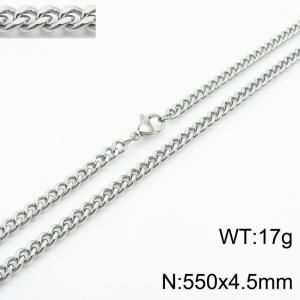 550x4.5mm Cuban Chain Silver Color Fashion Jewelry Stainless Steel Link Choker Necklaces - KN239427-Z
