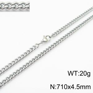 710x4.5mm Cuban Chain Silver Color Fashion Jewelry Stainless Steel Link Choker Necklaces - KN239430-Z