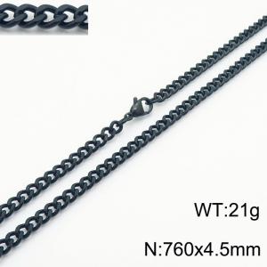760x4.5mm Link Choker 18k Black Jewelry Stainless Steel Vine Chain Necklaces - KN239438-Z