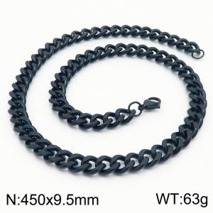 450x9.5mm Stainless Steel twist cuban chain black necklace for men women - KN239558-Z