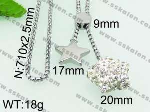 Stainless Steel Stone & Crystal Necklace - KN24014-Z