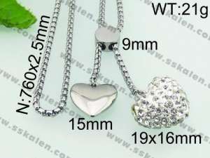 Stainless Steel Stone & Crystal Necklace - KN24017-Z