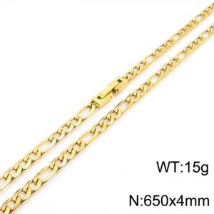 650x4mm Gold Color Simple Buckle Flat Chain Stainless Steel Necklace, Unisex Party Jewelry - KN249716-Z