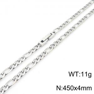 450x4mm Silver Simple Buckle Flat Chain Stainless Steel Necklace, Unisex Party Jewelry - KN249719-Z