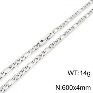 600x4mm Silver Simple Buckle Flat Chain Stainless Steel Necklace, Unisex Party Jewelry - KN249722-Z