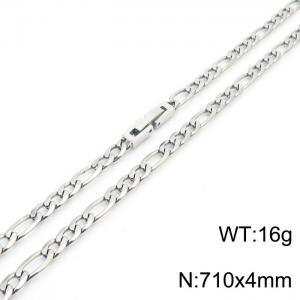 710x4mm Silver Simple Buckle Flat Chain Stainless Steel Necklace, Unisex Party Jewelry - KN249724-Z