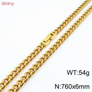 Fashionable and personalized 6mm76cm stainless steel polished Cuban chain necklace - KN249788-Z