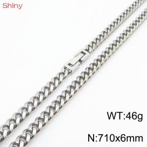 Fashionable and personalized 6mm71cm stainless steel polished Cuban chain necklace - KN249794-Z