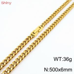 Fashionable and personalized 6mm50cm stainless steel polished Cuban chain necklace - KN249797-Z