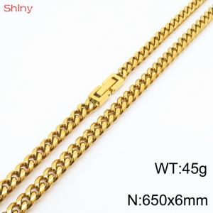Fashionable and personalized 6mm65cm stainless steel polished Cuban chain necklace - KN249800-Z