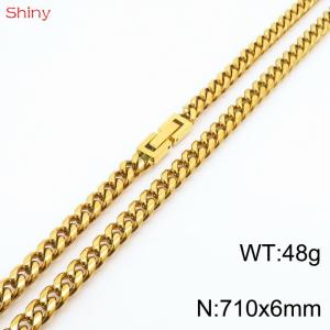 Fashionable and personalized 6mm71cm stainless steel polished Cuban chain necklace - KN249801-Z