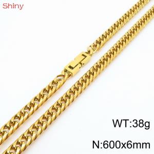 Fashionable and personalized 6mm60cm stainless steel polished whip chain necklace - KN249827-Z