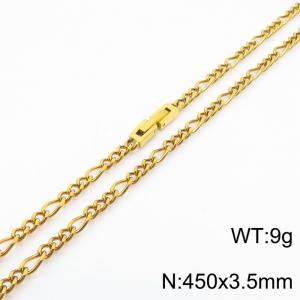 450x3.5mm Gold Simple Buckle Cuban Chain Stainless Steel Necklace Unisex Party Jewelry - KN249831-Z