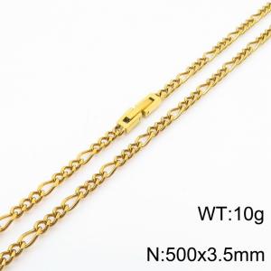 500x3.5mm Gold Simple Buckle Cuban Chain Stainless Steel Necklace Unisex Party Jewelry - KN249832-Z