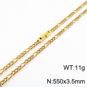 550x3.5mm Gold Simple Buckle Cuban Chain Stainless Steel Necklace Unisex Party Jewelry - KN249833-Z
