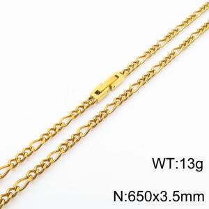 650x3.5mm Gold Simple Buckle Cuban Chain Stainless Steel Necklace Unisex Party Jewelry - KN249835-Z