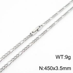450x3.5mm Silver Simple Buckle Cuban Chain Stainless Steel Necklace Unisex Party Jewelry - KN249838-Z