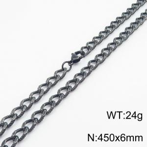 European and American fashion minimalist 450×6mm embossed chain lobster clasp jewelry boiled black necklace - KN249885-Z