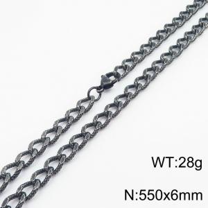 European and American fashion minimalist 550×6mm embossed chain lobster clasp jewelry boiled black necklace - KN249887-Z