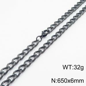 European and American fashion minimalist 650×6mm embossed chain lobster clasp jewelry boiled black necklace - KN249889-Z