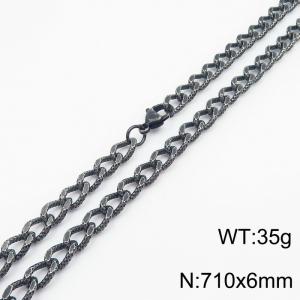 European and American fashion minimalist 710×6mm embossed chain lobster clasp jewelry boiled black necklace - KN249890-Z