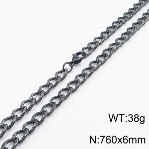 European and American fashion minimalist 760×6mm embossed chain lobster clasp jewelry boiled black necklace - KN249891-Z