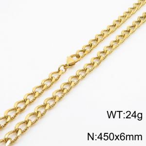 European and American fashion minimalist 450×6mm embossed chain lobster clasp jewelry gold necklace - KN249899-Z