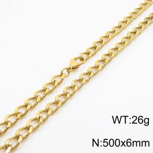 European and American fashion minimalist 500×6mm embossed chain lobster clasp jewelry gold necklace - KN249900-Z