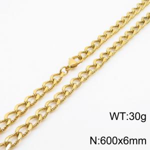 European and American fashion minimalist 600×6mm embossed chain lobster clasp jewelry gold necklace - KN249902-Z