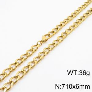 European and American fashion minimalist 710×6mm embossed chain lobster clasp jewelry goldnecklace - KN249904-Z