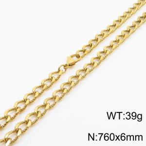 European and American fashion minimalist 760×6mm embossed chain lobster clasp jewelry goldnecklace - KN249905-Z