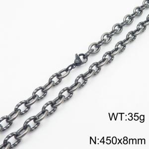 8mm boiled color embossed steel color men's Korean stainless steel 45cm necklace - KN249927-Z