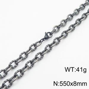 8mm boiled color embossed steel color men's Korean stainless steel 55cm necklace - KN249929-Z