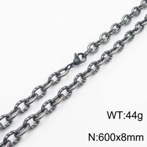 8mm boiled color embossed steel color men's Korean stainless steel 60cm necklace - KN249930-Z