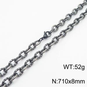 8mm boiled color embossed steel color men's Korean stainless steel 71cm necklace - KN249932-Z