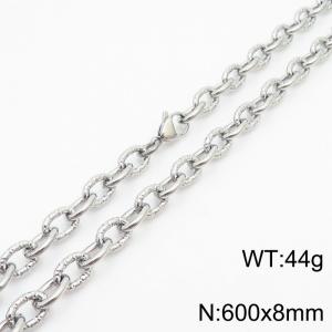 8mm steel color embossed steel color men's Korean stainless steel 60cm necklace - KN249937-Z
