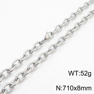8mm steel color embossed steel color men's Korean stainless steel 71cm necklace - KN249939-Z