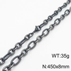Personalized Boiled Black 450 * 8mm O-chain Titanium Steel Necklace - KN249948-Z