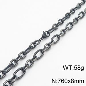 Personalized Boiled Black 760 * 8mm O-chain Titanium Steel Necklace - KN249954-Z