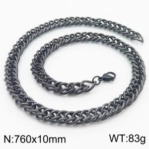 760x10mm Checkered Pattern Chain & Link Necklace for Men Stainless Steel Vintage Colors Necklace - KN249996-Z
