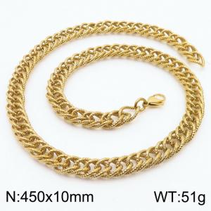 450x10mm Hammer Pattern  Chain & Link Necklace for Men Stainless Steel Gold Necklace - KN250004-Z