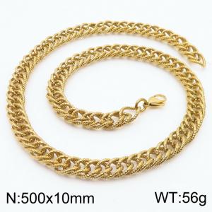 500x10mm Hammer Pattern Chain & Link Necklace for Men Stainless Steel Gold Necklace - KN250005-Z