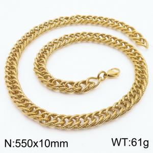 550x10mm Hammer Pattern Chain & Link Necklace for Men Stainless Steel Gold Necklace - KN250006-Z