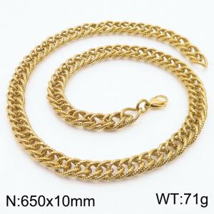 650x10mm Hammer Pattern Chain & Link Necklace for Men Stainless Steel Gold Necklace - KN250008-Z