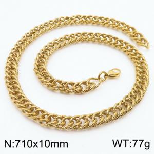 710x10mm Hammer Pattern Chain & Link Necklace for Men Stainless Steel Gold Necklace - KN250009-Z