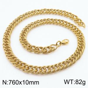 760x10mm Hammer Pattern Chain & Link Necklace for Men Stainless Steel Gold Necklace - KN250010-Z