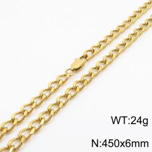 European and American fashion minimalist 450×6mm embossed pattern chain Japanese buckle jewelry gold necklace - KN250123-Z