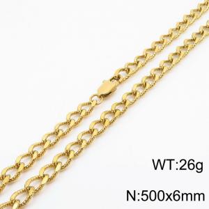 European and American fashion minimalist 500×6mm embossed pattern chain Japanese buckle jewelry gold necklace - KN250124-Z